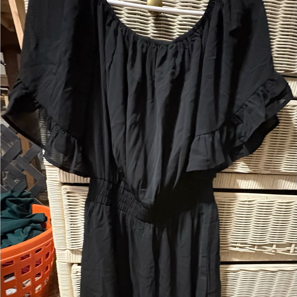 Elegant Black Ruffled Romper